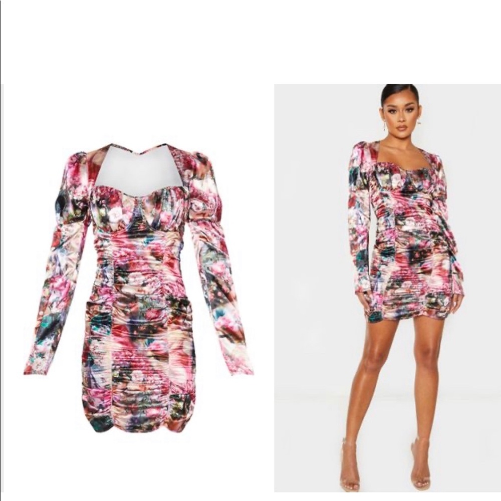 PrettyLittleThing Multi Satin Bodycon dress